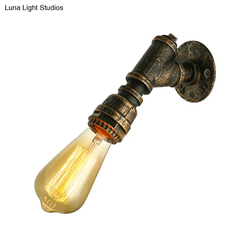 Farmhouse Style Bronze Iron Mini Wall Mount Light With Water Pipe