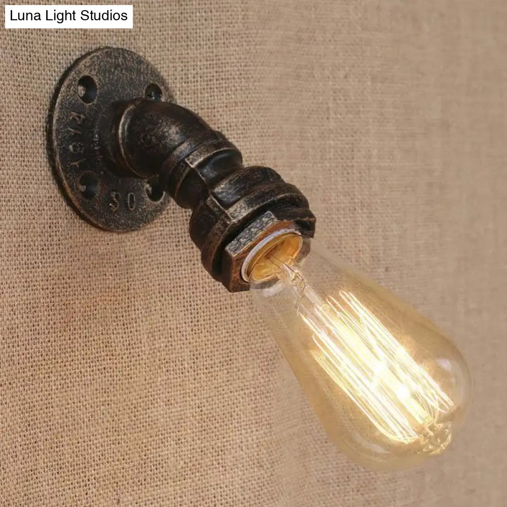 Farmhouse Style Bronze Iron Mini Wall Mount Light With Water Pipe