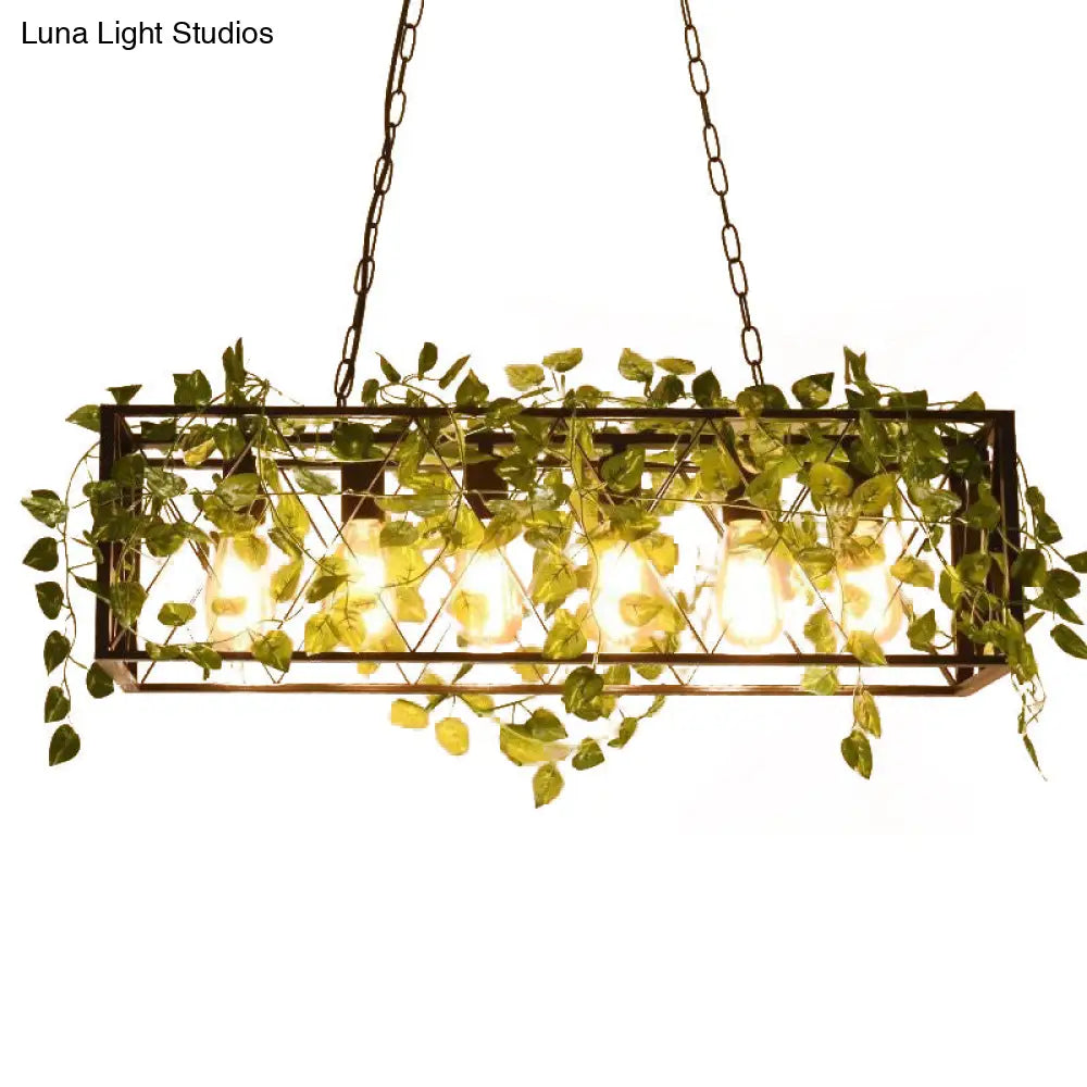 Farmhouse Style Bronze Wrought Iron Hanging Lamp With 6 Lights - Perfect For Restaurants