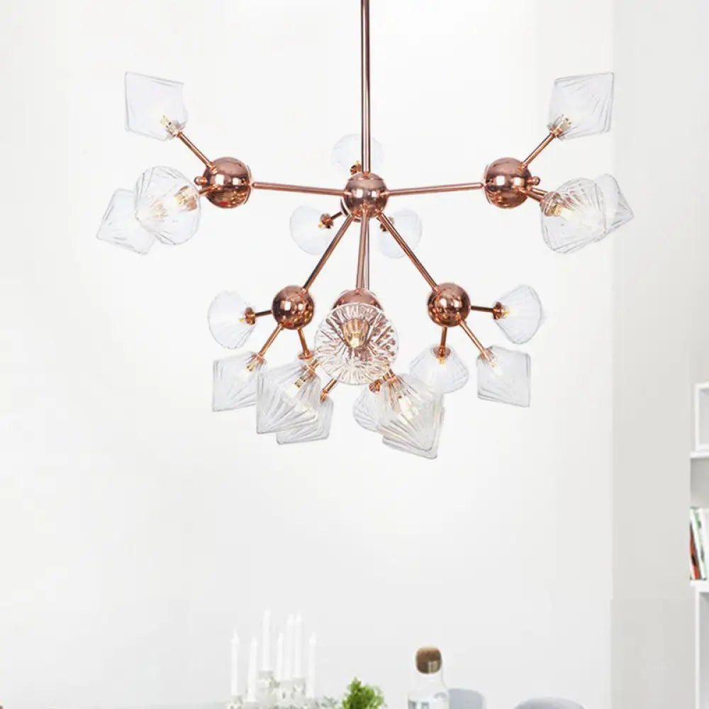 Farmhouse Style Diamond Chandelier: Amber/Clear Glass Multiple Light Options 13’/27.5’/34’