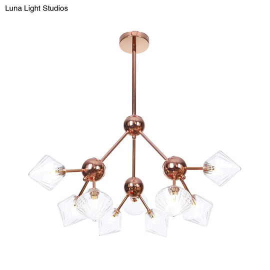 Farmhouse Style Diamond Chandelier: Amber/Clear Glass Multiple Light Options 13’/27.5’/34’ Wide