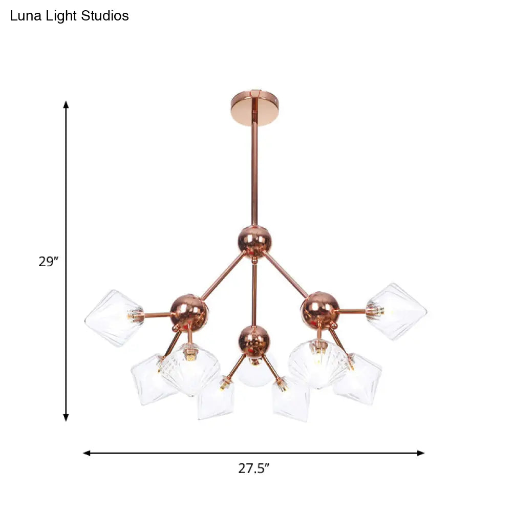 Farmhouse Style Diamond Chandelier: Amber/Clear Glass Multiple Light Options 13’/27.5’/34’ Wide