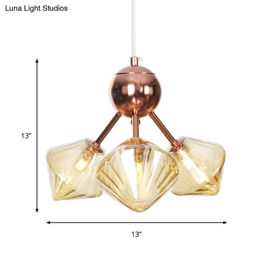 Farmhouse Style Diamond Chandelier: Amber/Clear Glass Multiple Light Options 13’/27.5’/34’ Wide