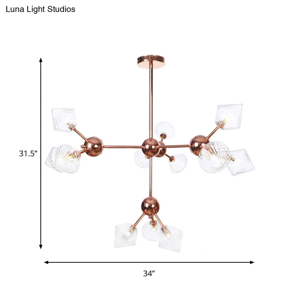 Farmhouse Style Diamond Chandelier: Amber/Clear Glass Multiple Light Options 13’/27.5’/34’ Wide