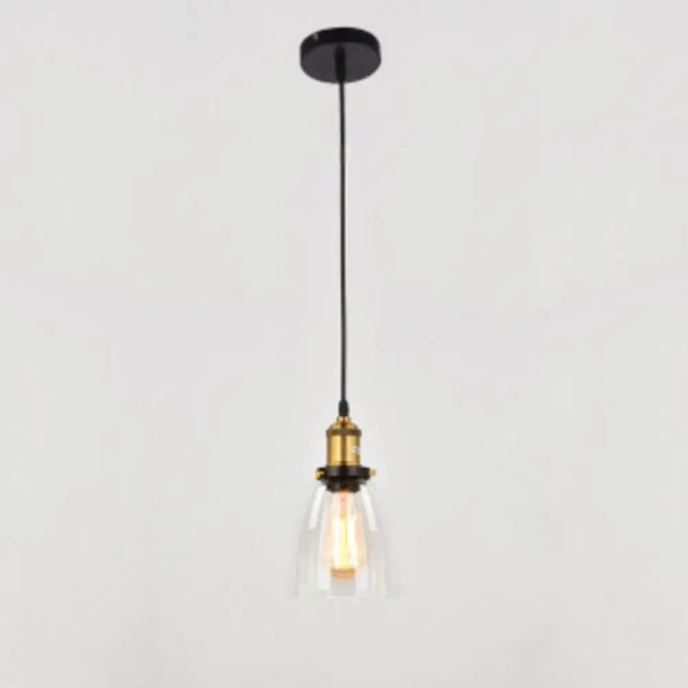 Farmhouse Style Glass Pendant Light With Geometric Shade For Dining Room Ceiling Clear / A