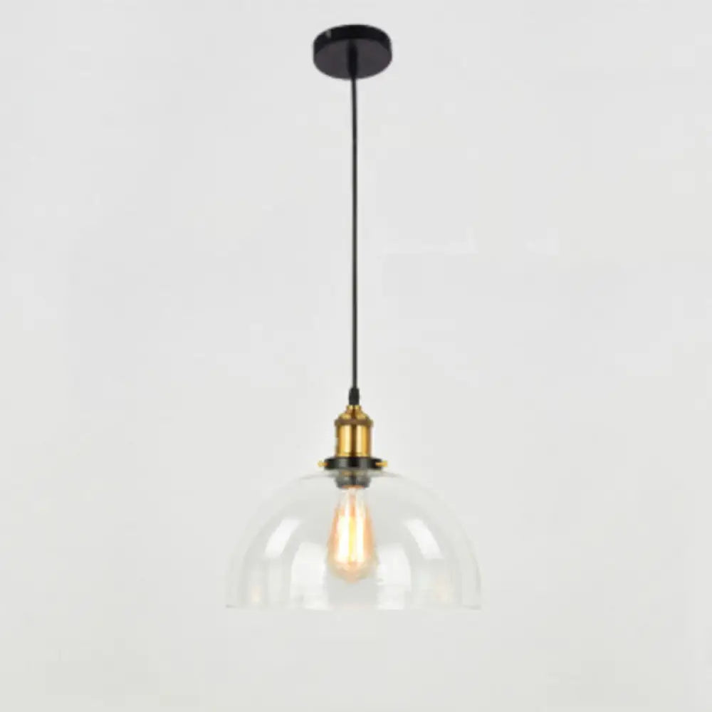 Farmhouse Style Glass Pendant Light With Geometric Shade For Dining Room Ceiling Clear / D