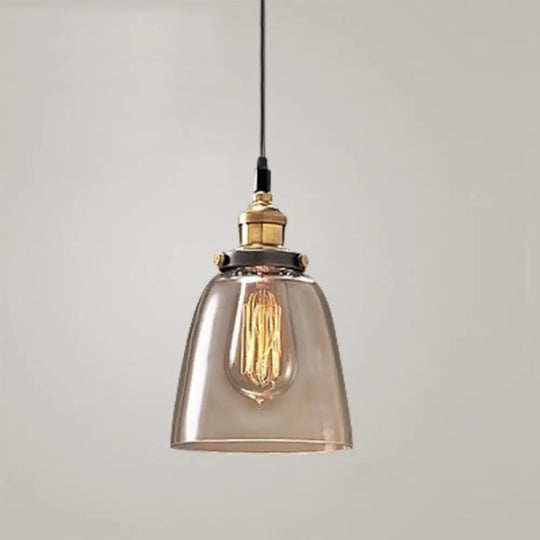 Farmhouse Style Glass Pendant Light With Geometric Shade For Dining Room Ceiling Tan / A