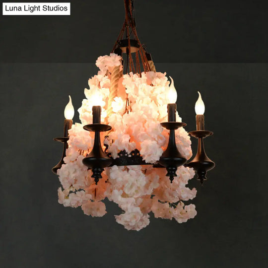 Metal Pendant Chandelier: Farm-Style Hanging Light Fixture For Restaurants And Décor Pink