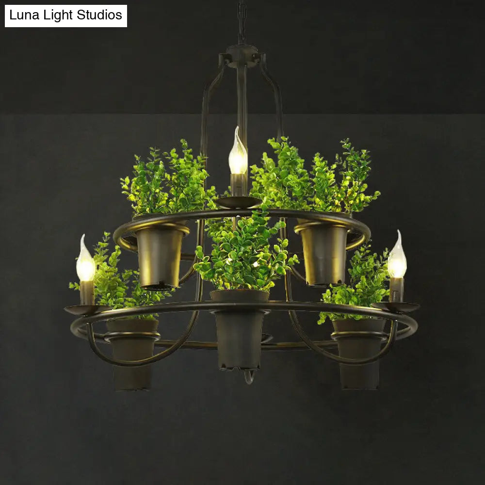 Metal Pendant Chandelier: Farm-Style Hanging Light Fixture For Restaurants And Décor Green