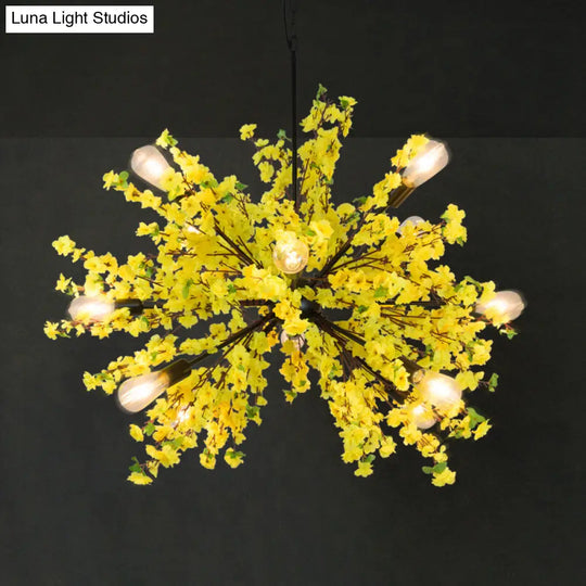 Metal Pendant Chandelier: Farm-Style Hanging Light Fixture For Restaurants And Décor Yellow