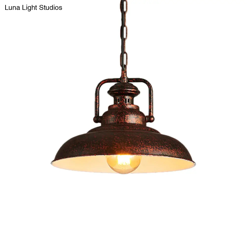 Farmhouse Style Rustic Barn Hanging Ceiling Light With Swivel Joint - Black/Rust Finish For Living