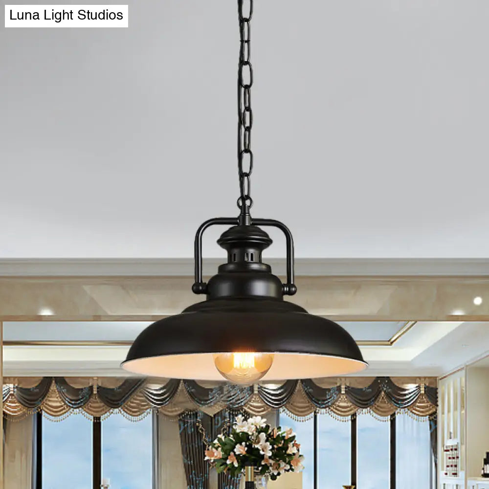 Farmhouse Style Rustic Barn Hanging Ceiling Light With Swivel Joint - Black/Rust Finish For Living