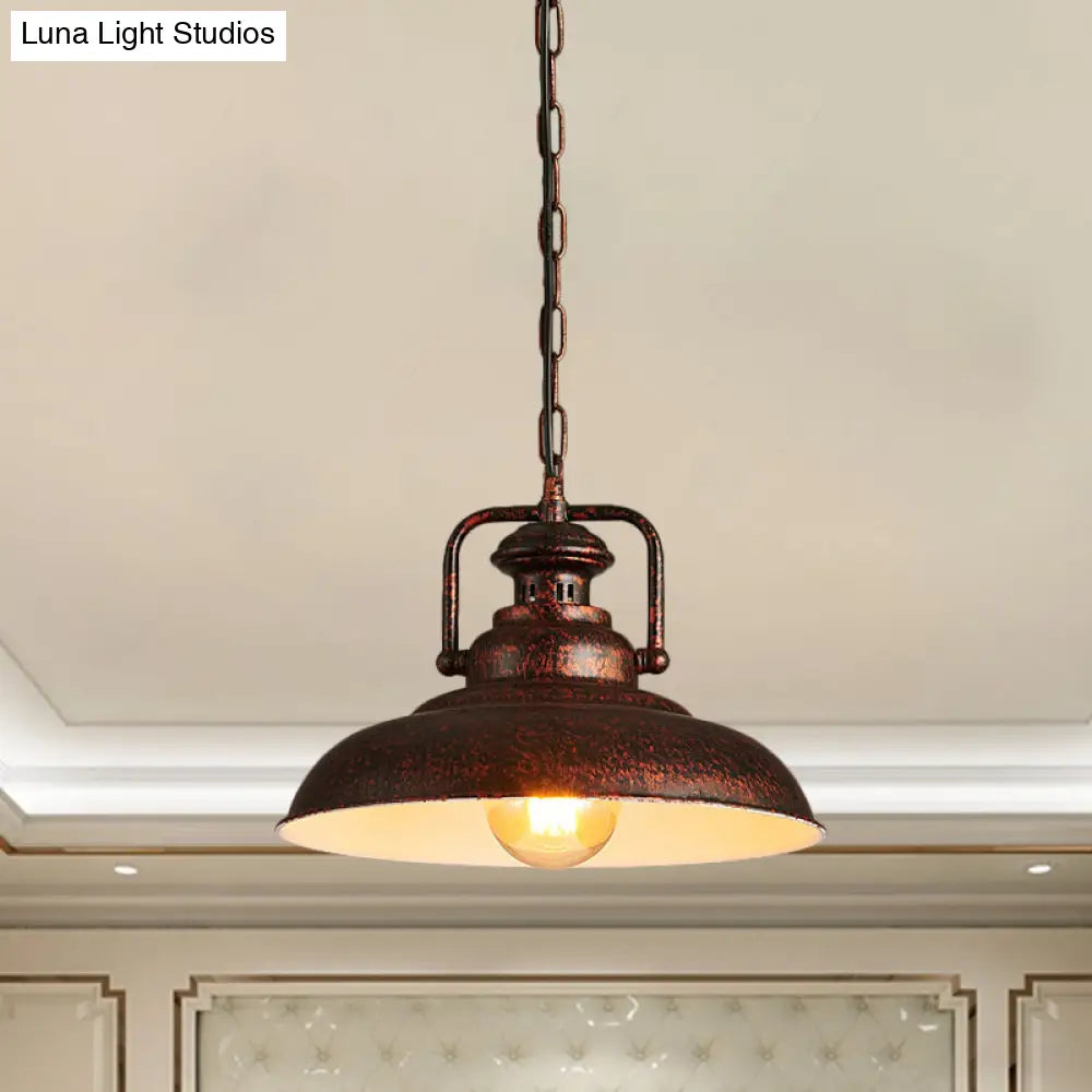 Farmhouse Style Rustic Barn Hanging Ceiling Light With Swivel Joint - Black/Rust Finish For Living