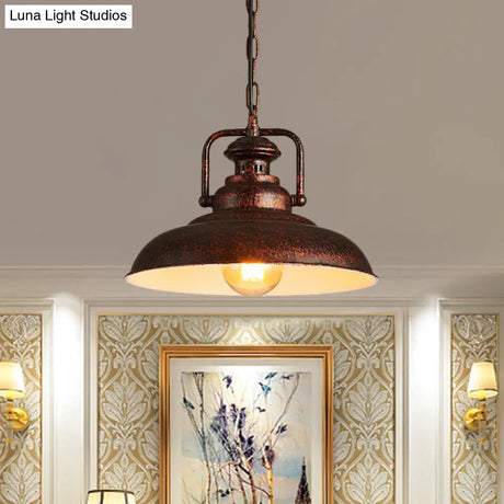 Farmhouse Style Rustic Barn Hanging Ceiling Light With Swivel Joint - Black/Rust Finish For Living