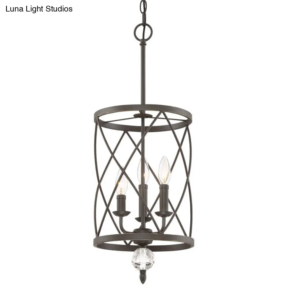 Rustic Trellis Cage Ceiling Chandelier With Hanging Chain - Farmhouse Metal Pendant Light