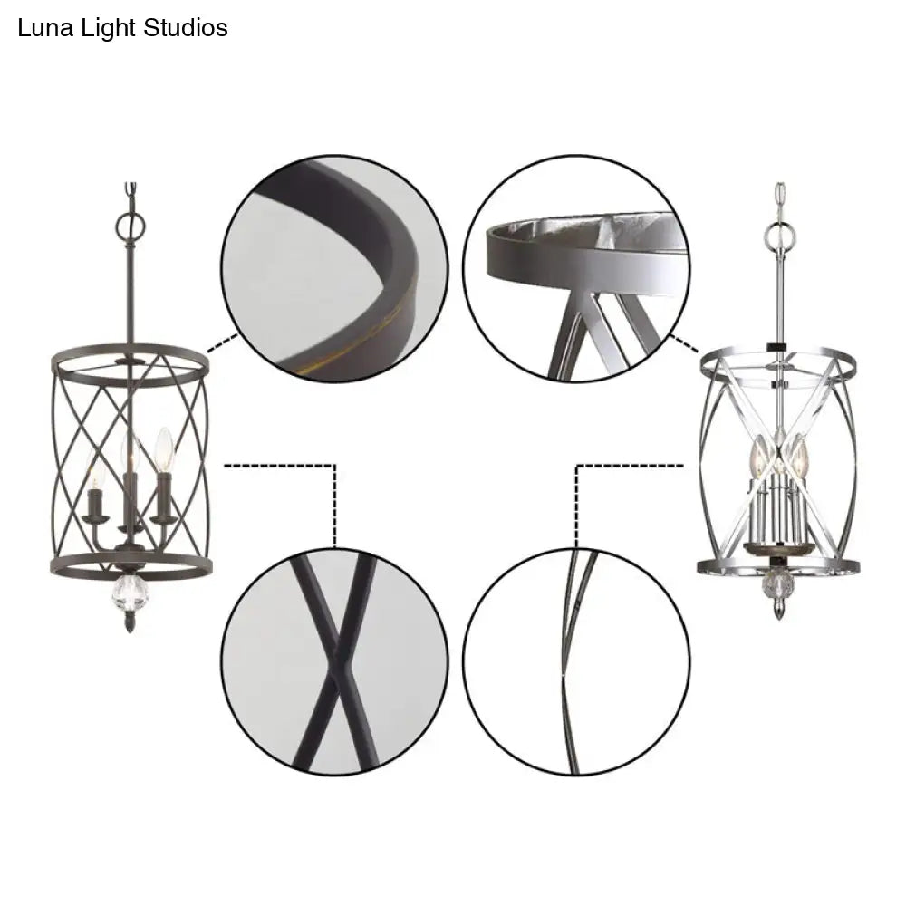 Farmhouse Trellis Cage Ceiling Chandelier With Hanging Chain - Classic Metal Light