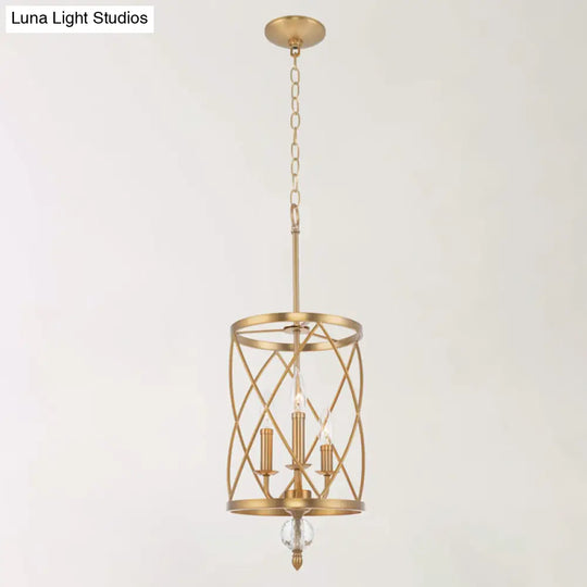 Farmhouse Trellis Cage Ceiling Chandelier With Hanging Chain - Classic Metal Light