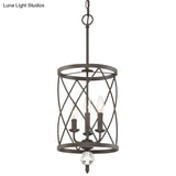 Farmhouse Trellis Cage Ceiling Chandelier With Hanging Chain - Classic Metal Light