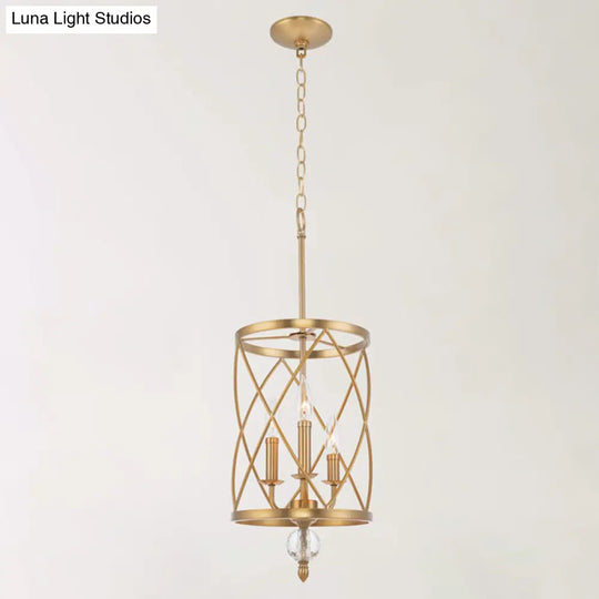 Rustic Trellis Cage Ceiling Chandelier With Hanging Chain - Farmhouse Metal Pendant Light