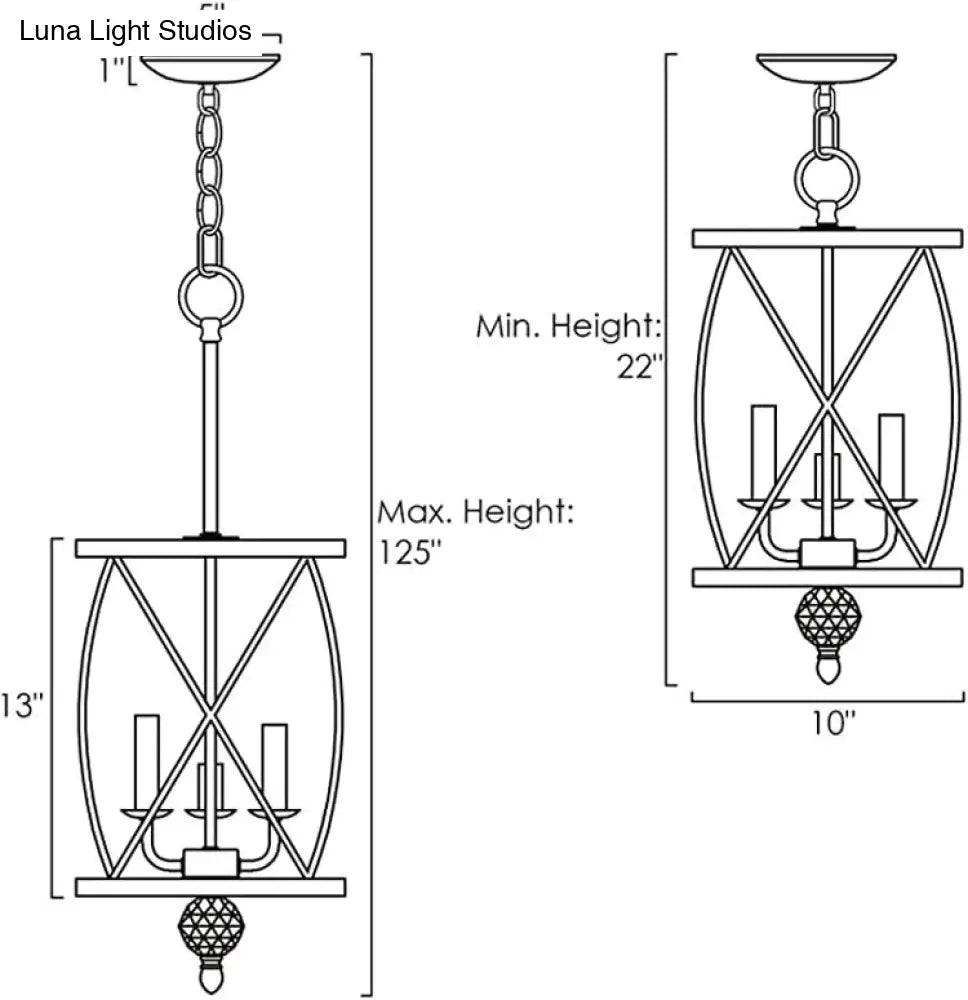 Farmhouse Trellis Cage Ceiling Chandelier With Hanging Chain - Classic Metal Light