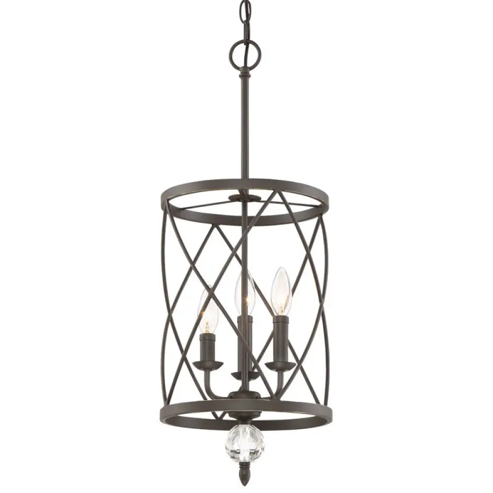 Farmhouse Trellis Cage Ceiling Chandelier With Hanging Chain - Classic Metal Light Black