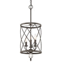 Farmhouse Trellis Cage Ceiling Chandelier With Hanging Chain - Classic Metal Light Black