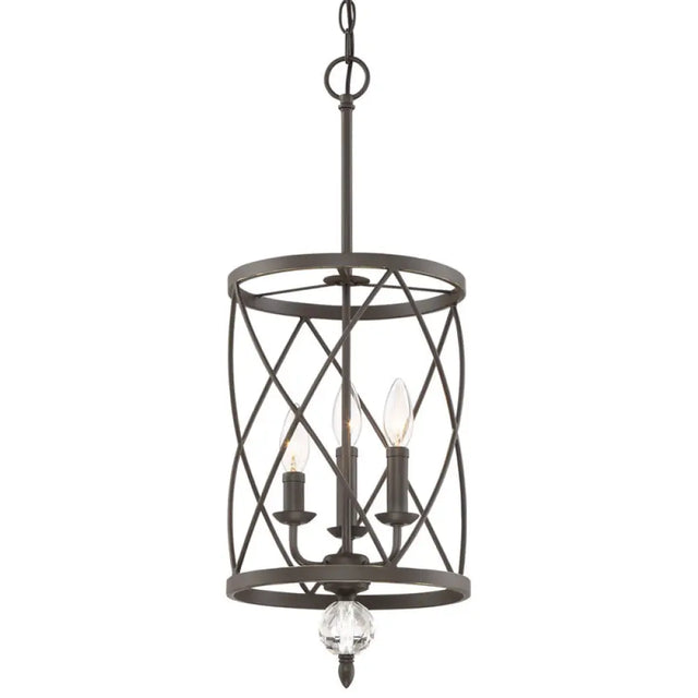 Farmhouse Trellis Cage Ceiling Chandelier With Hanging Chain - Classic Metal Light Black