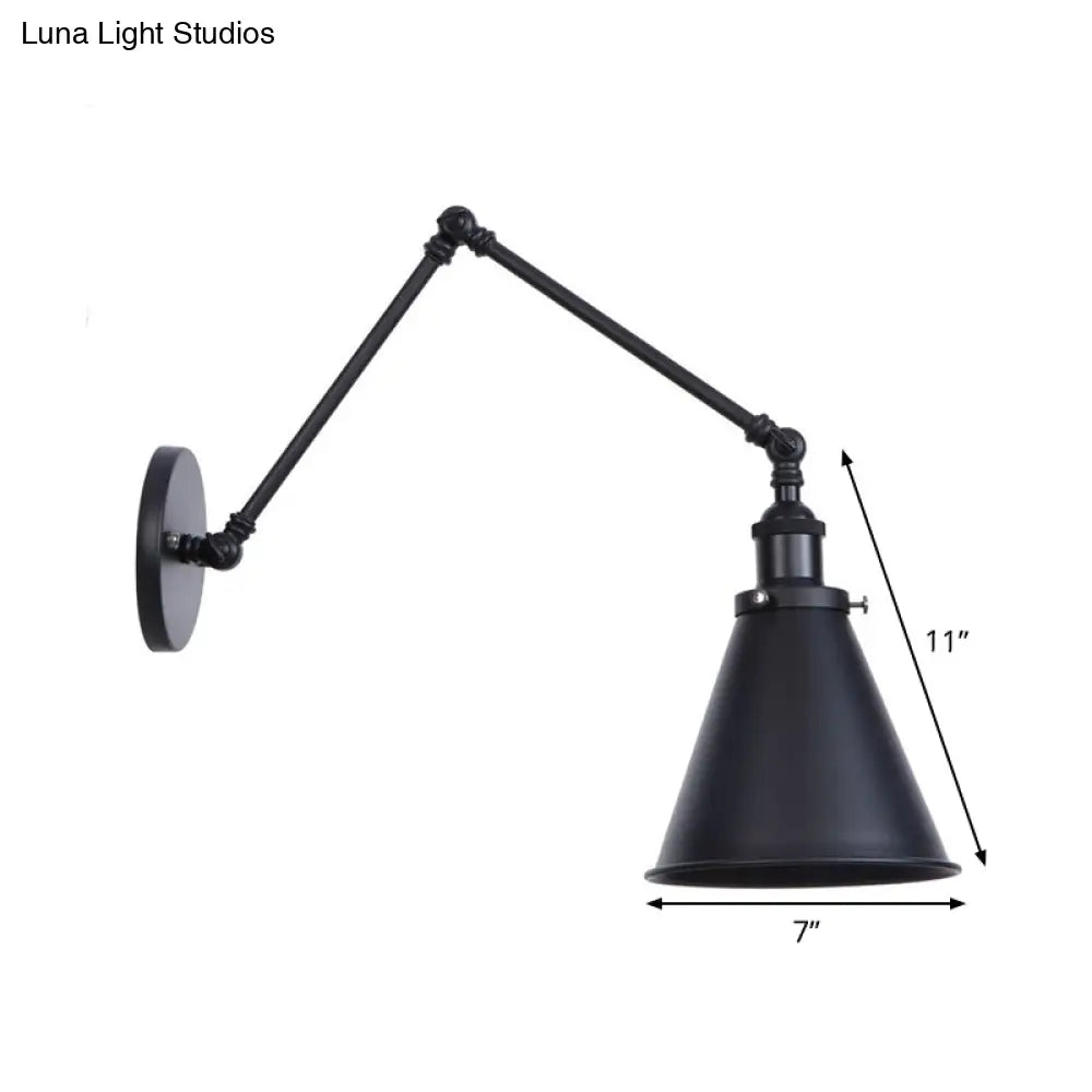 Farmhouse Trumpet Metal Wall Light With Adjustable Arm - Black Half-Head Lighting Ideas