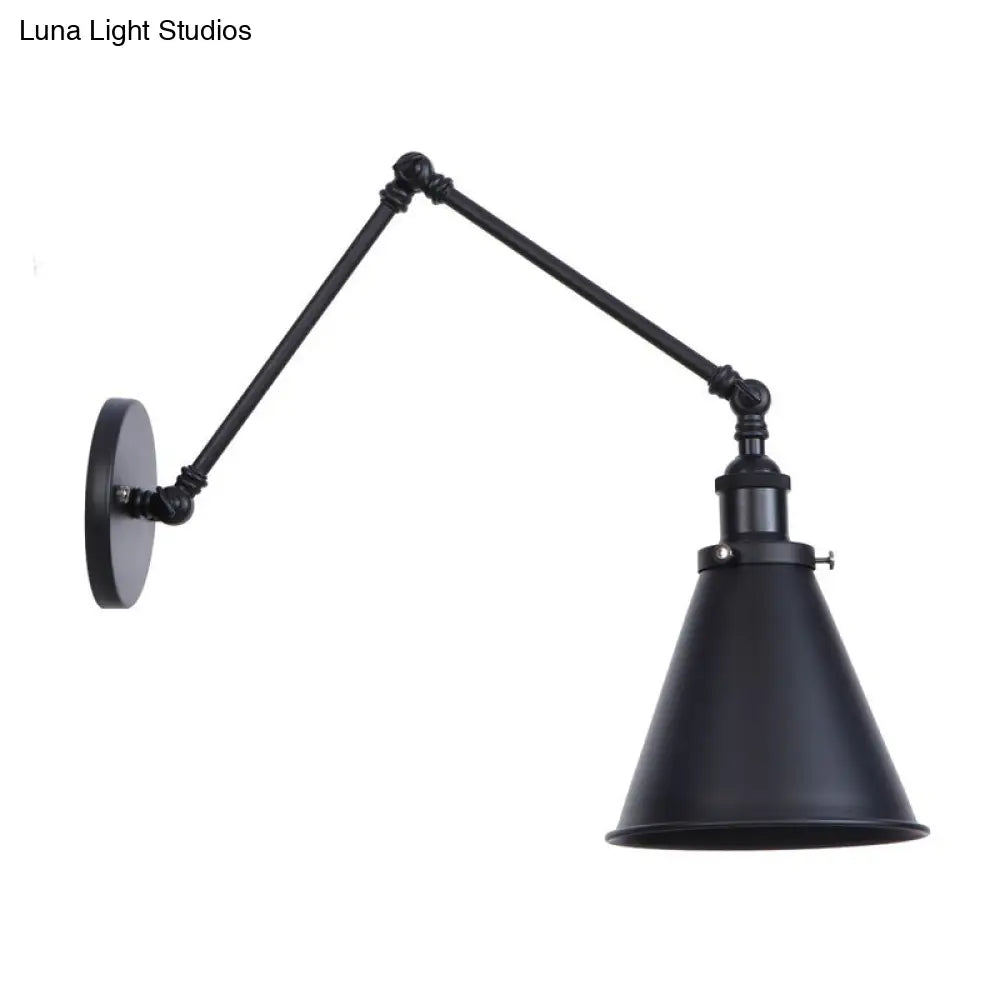 Farmhouse Trumpet Metal Wall Light With Adjustable Arm - Black Half-Head Lighting Ideas