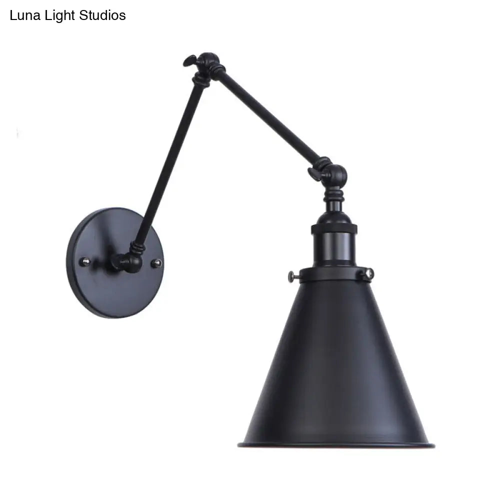 Farmhouse Trumpet Metal Wall Light With Adjustable Arm - Black Half-Head Lighting Ideas