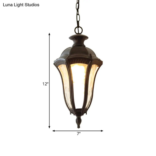 Farmhouse Urn Pendant Light Fixture | Clear Dimpled Glass Dark Coffee