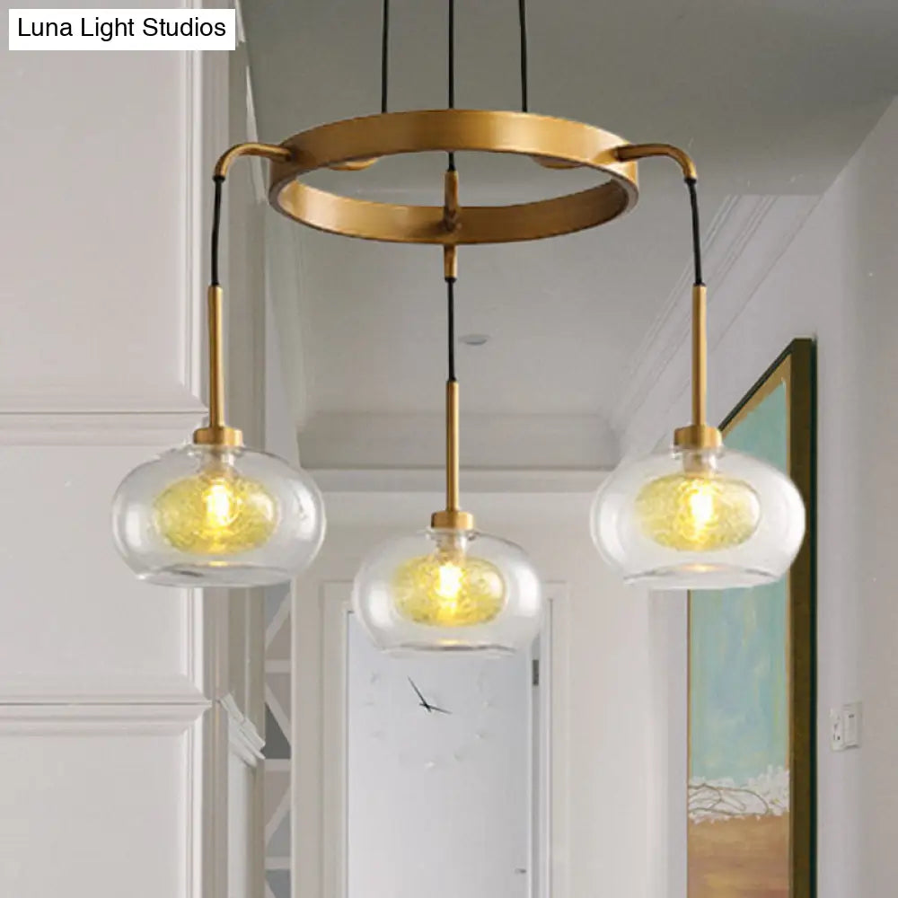 Farmhouse Wagon Wheel Chandelier - White/Gold Finish With Clear Glass Multi-Head Pendant Light