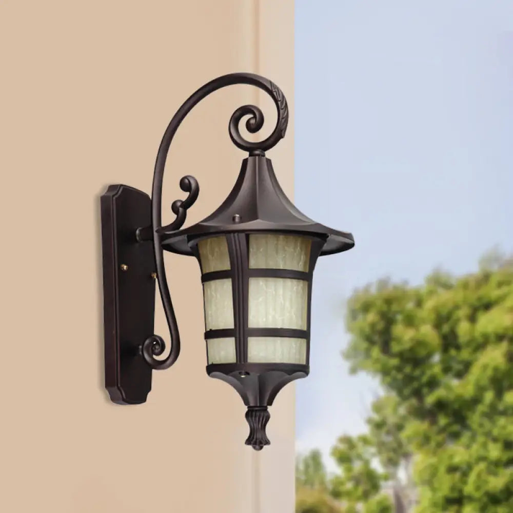 Farmhouse Wall Sconce Light With Opal Glass Shade And Lantern Design Black/Coffee Coffee