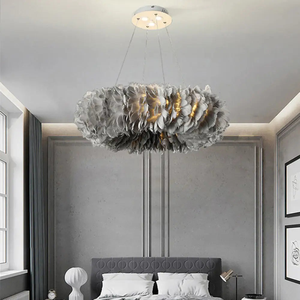 Feather Chandelier Pendant - Nordic Loop Design For Dining Room Lighting Grey / 16’