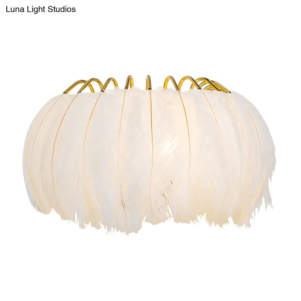 Feather Half-Round Minimalist Wall Sconce For Bedroom