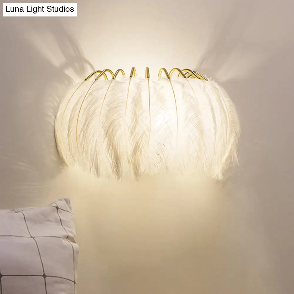 Feather Half-Round Minimalist Wall Sconce For Bedroom