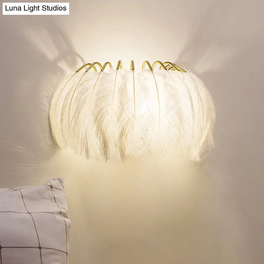 Feather Half-Round Minimalist Wall Sconce For Bedroom