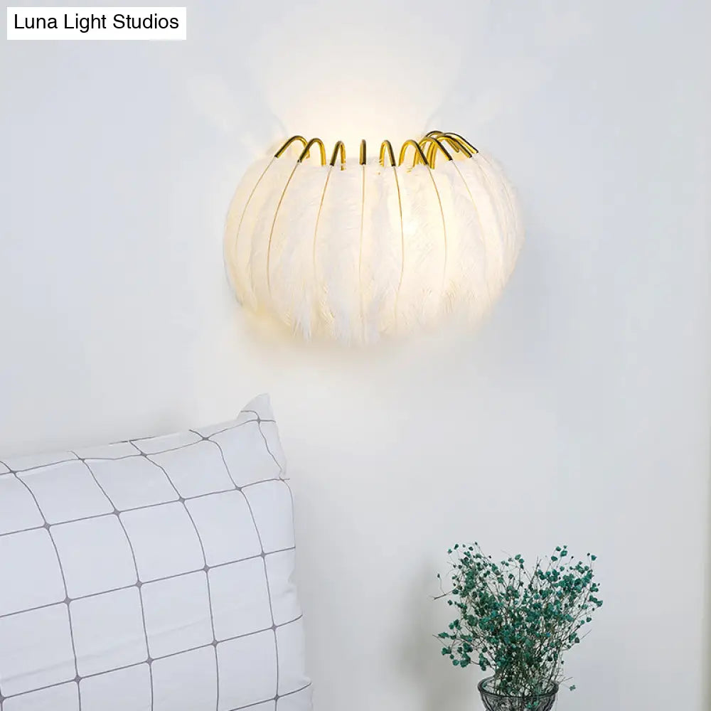 Feather Half-Round Minimalist Wall Sconce For Bedroom