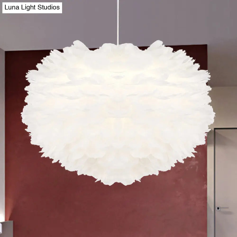 Feather Pendant Light: Modern Style Ceiling Fixture White / 12