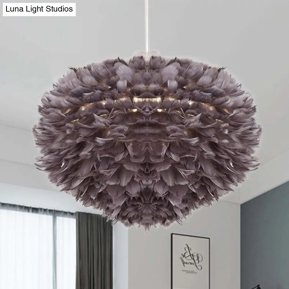 Feather Pendant Light: Modern Style Ceiling Fixture Black / 12