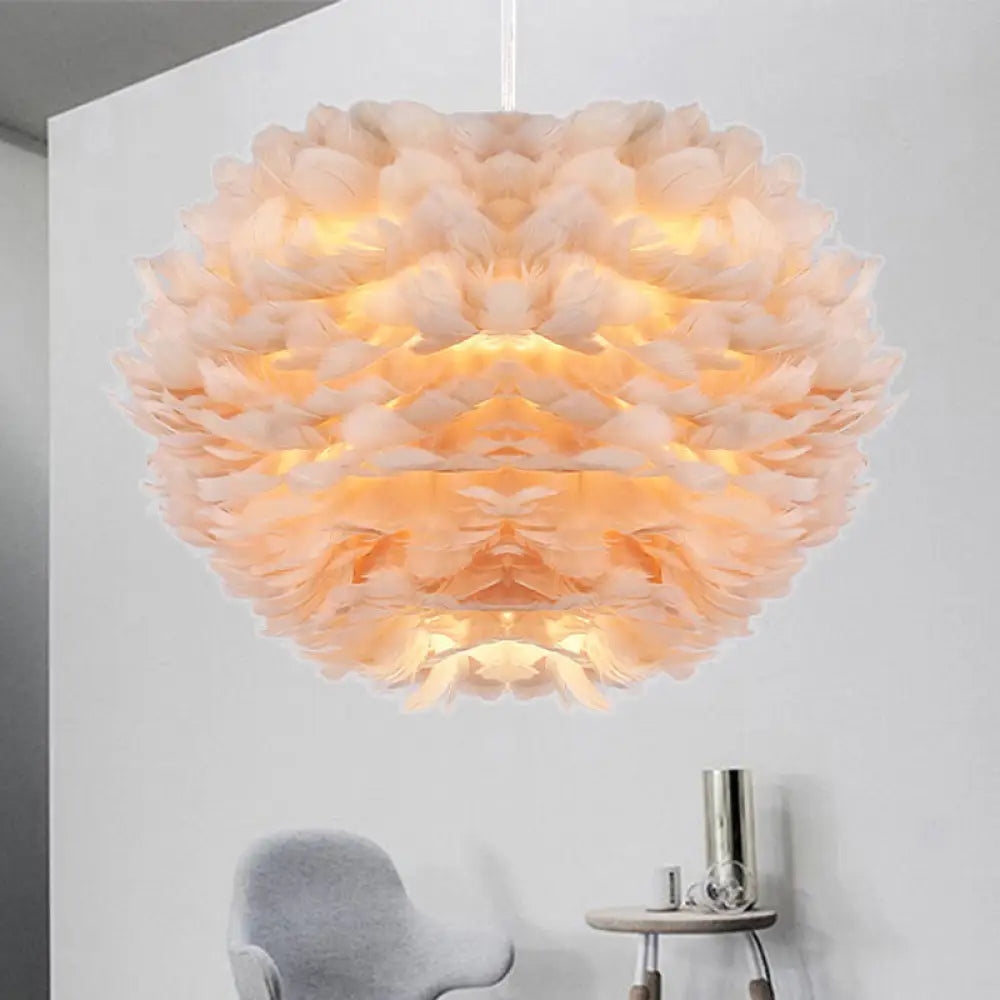 Feather Pendant Light With Modern Style Shade - Ceiling Fixture Grey / 12’’