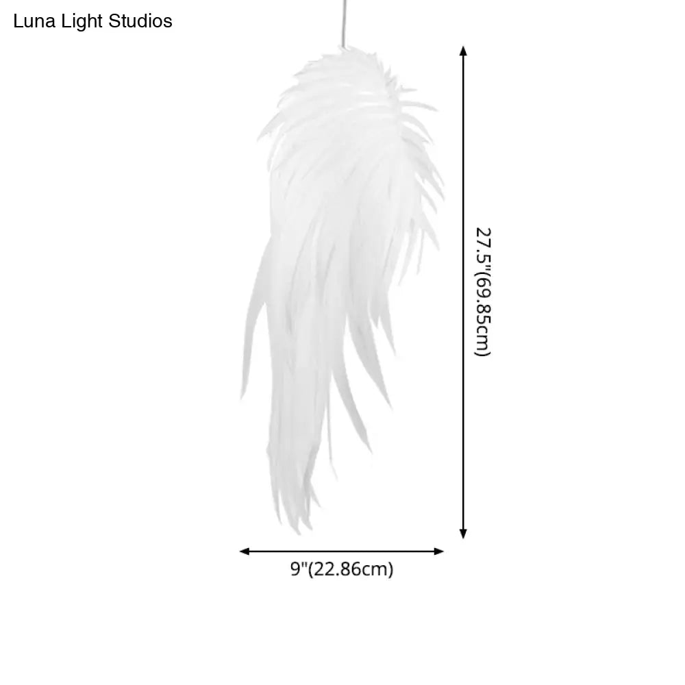 Feather Pendant Lighting: Angel Wing-Inspired White Hanging Lamp For Living Room
