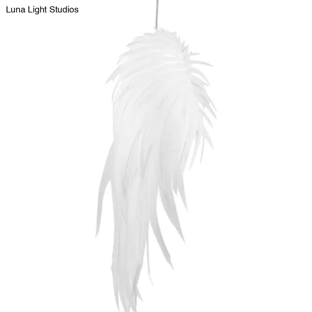 Minimalist Plastic White Feather Pendant Lamp - Angel Wing Design For Living Room Lighting