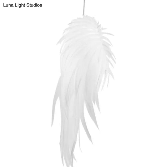 Minimalist Plastic White Feather Pendant Lamp - Angel Wing Design For Living Room Lighting