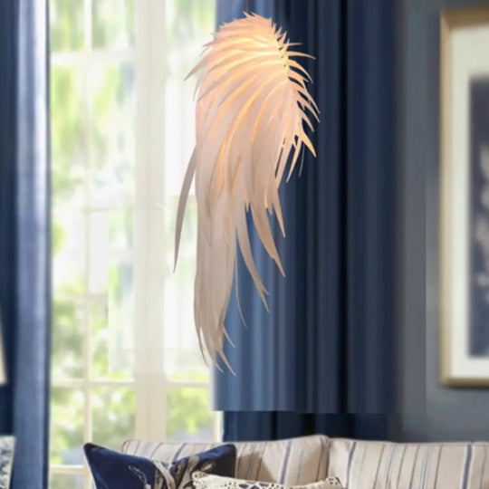 Feather Pendant Lighting: Angel Wing-Inspired White Hanging Lamp For Living Room / 27.5’