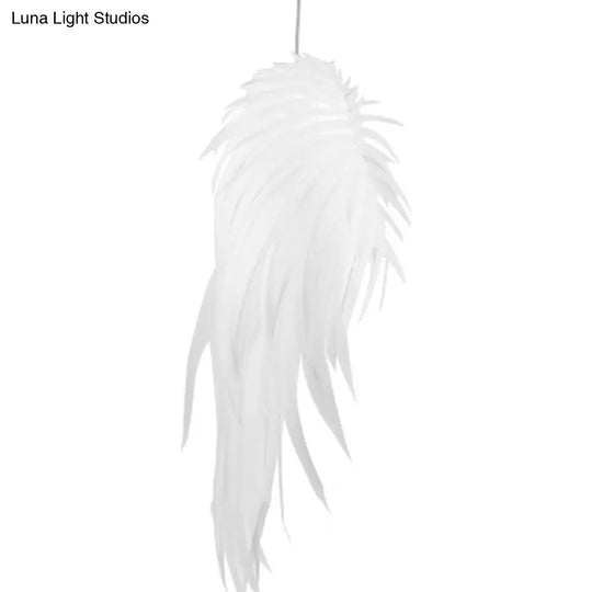 Feather Pendant Lighting: Angel Wing-Inspired White Hanging Lamp For Living Room