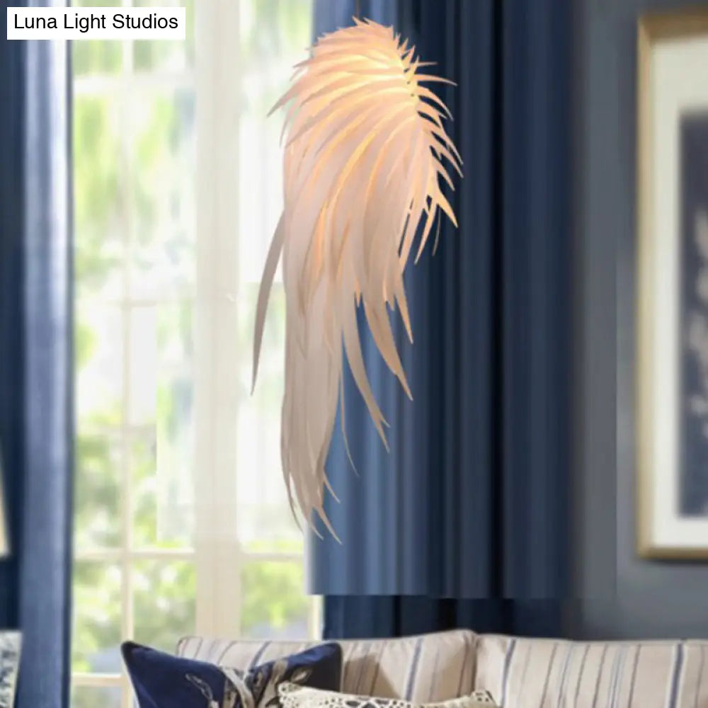 Minimalist Plastic White Feather Pendant Lamp - Angel Wing Design For Living Room Lighting / 27.5