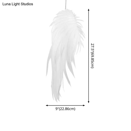 Minimalist Plastic White Feather Pendant Lamp - Angel Wing Design For Living Room Lighting