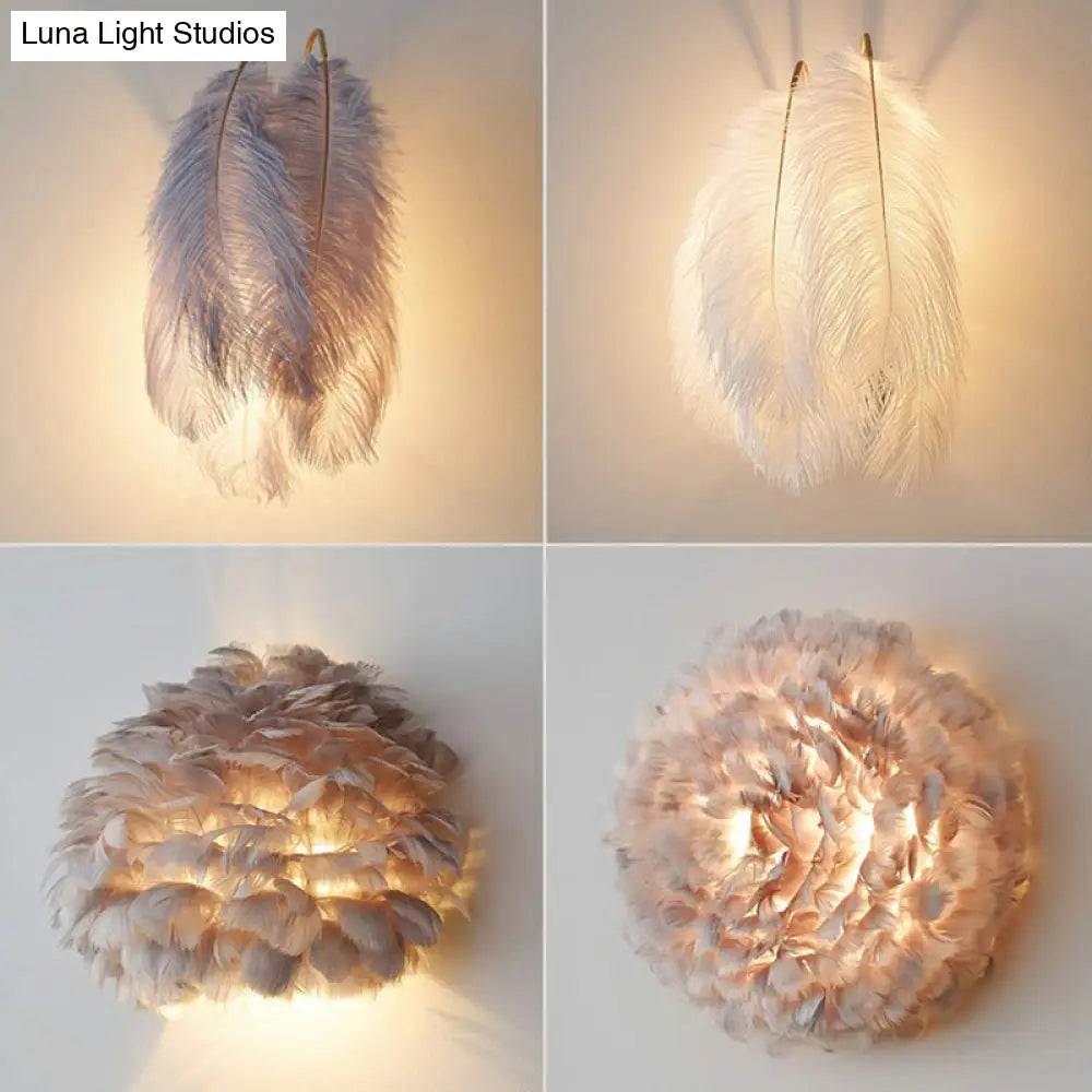 Feather Wall Sconce: Stylish And Simplistic Single-Bulb Light For Girls Bedroom