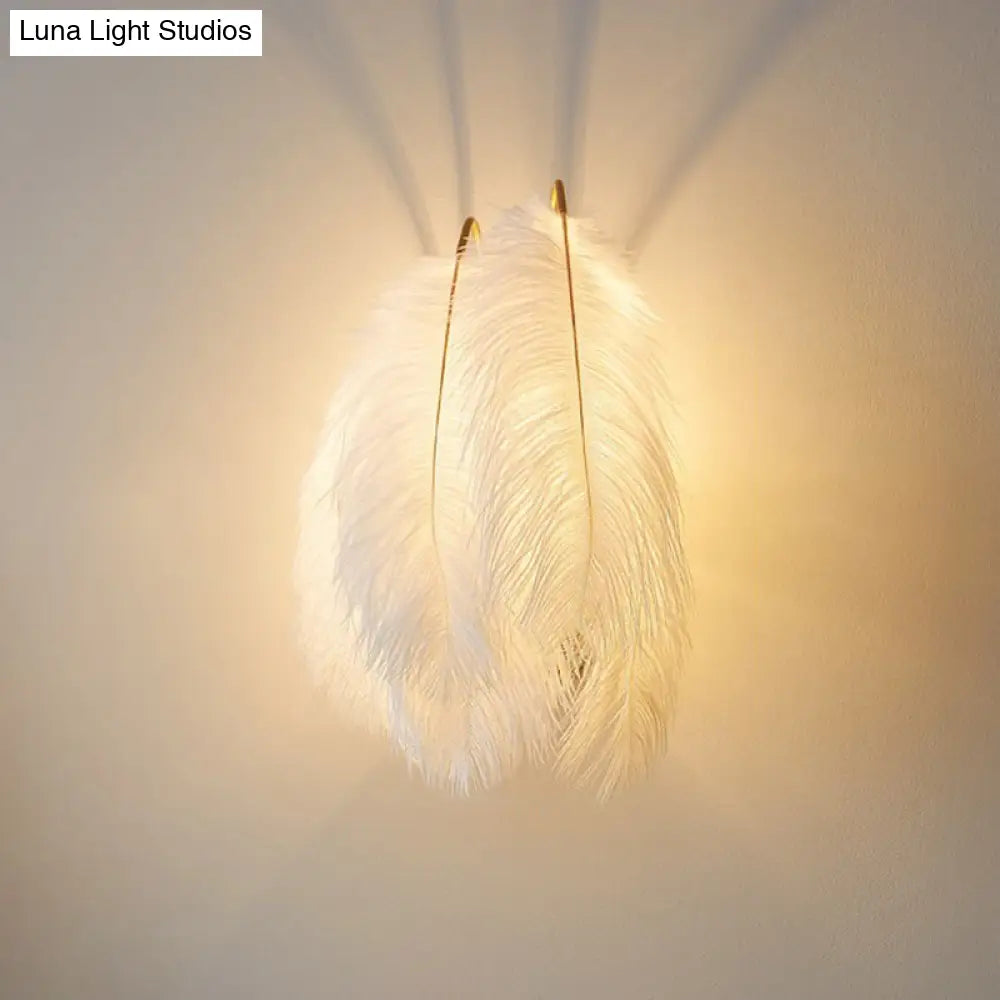 Feather Wall Sconce: Stylish And Simplistic Single-Bulb Light For Girls Bedroom